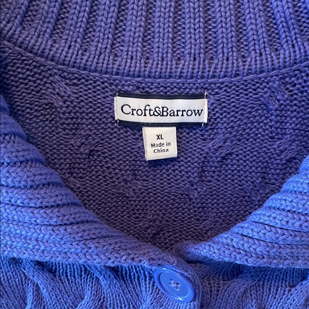 Croft & Barrow Womens Perriwinke Cable Knit Cardigan Size‎ XL - Picture 2 of 5